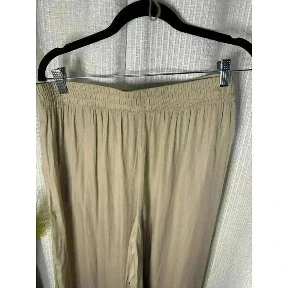 NEW Boston Proper Women’s Large Wide Leg Flowy High Rise Beige Ankle Pants NWT - Picture 6 of 11